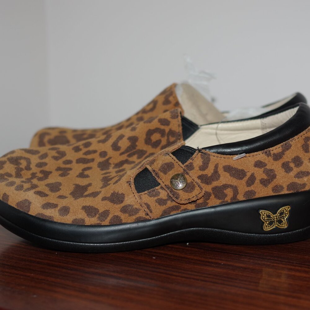 ALEGRIA Leather Slip-On Shoes Double Gore Kara Leopard 37 - Picture 8 of 11